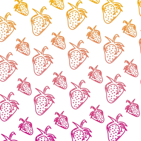 Línea Degradada Deliciosa Fresa Fruta Orgánica Fondo Vector Ilustración — Vector de stock