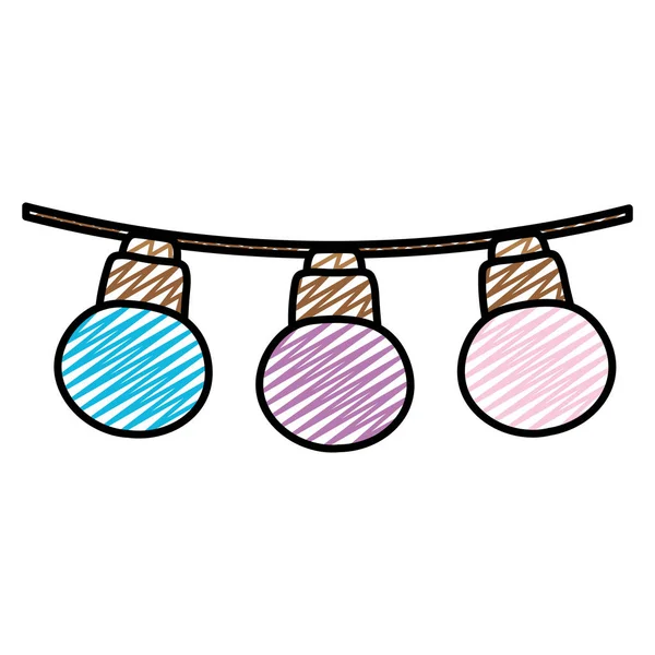 Doodle Mooie Bollen Ophangingen Decoratie Stijl Vectorillustratie — Stockvector