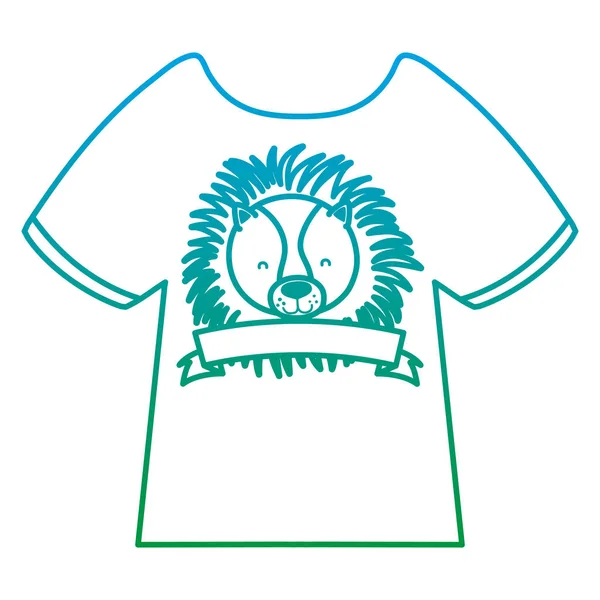 退化线休闲 T恤与狮子头和丝带样式向量例证 — 图库矢量图片
