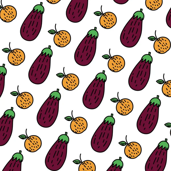 颜色橙色果子和茄子蔬菜背景向量例证 — 图库矢量图片