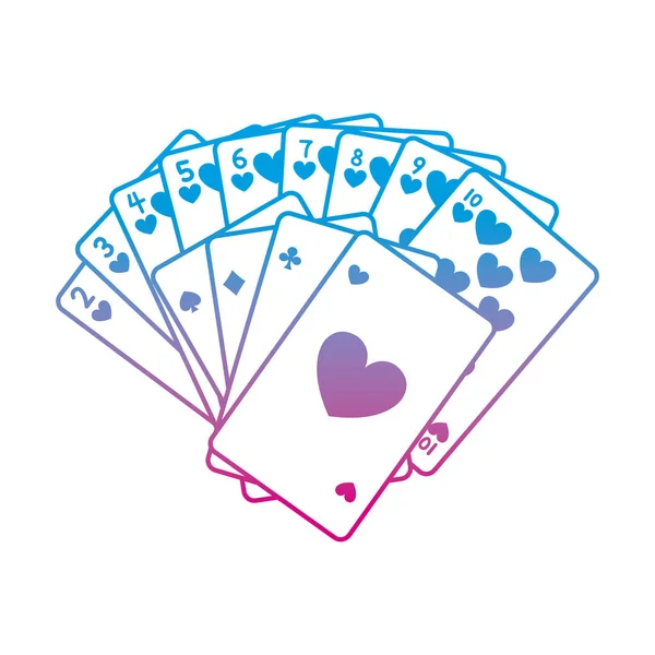 Línea Degradada Cartas Póquer Clásico Juego Casino Vector Ilustración — Vector de stock