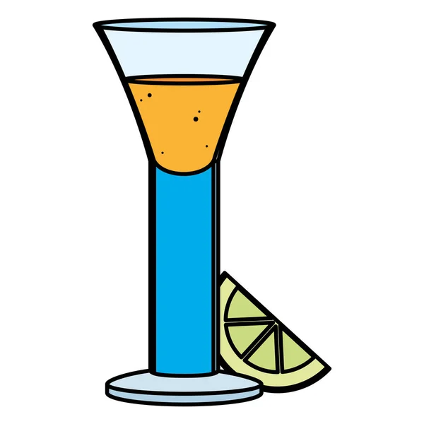 Farbe Blanco Tequila Glas Schnaps Mit Zitronenvektorillustration — Stockvektor