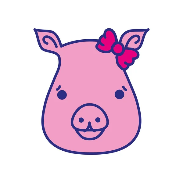 Cute Pig Female Wild Animal Vector Illustration — Stock Vector