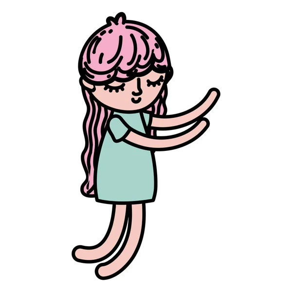 Renkli Kız Çocuk Pijama Ayakta Vektör Çizim Ile Uyku — Stok Vektör