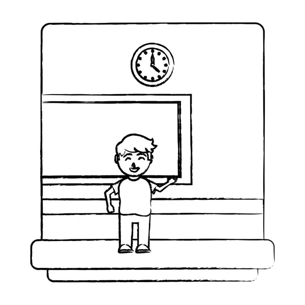 Grunge Happy Student Knowledge School Classroom Vektor Illustration — Stockvektor