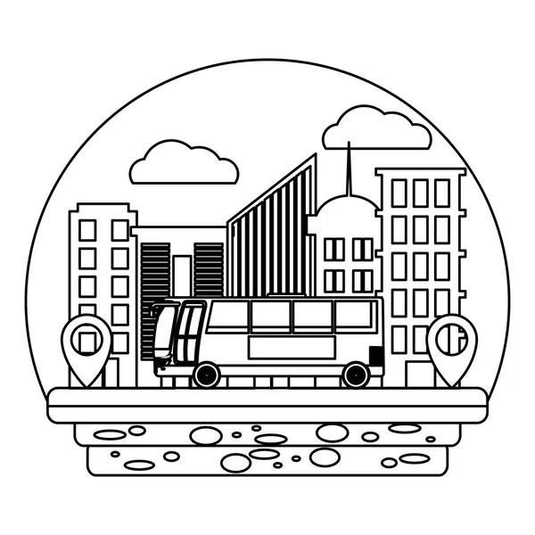 Linienseitiger Bus Stadtverkehr Zum Baustandort Vektor Illustration — Stockvektor