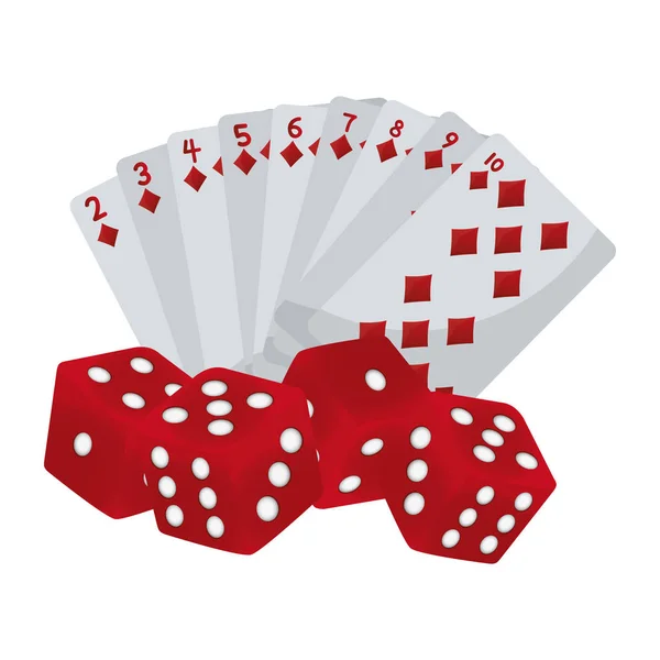 Elmas Poker Kartları Oyun Vektör Çizim Dices — Stok Vektör