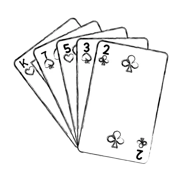 Grunge High Hand Casino Card Game Vector Illustration — Stock Vector