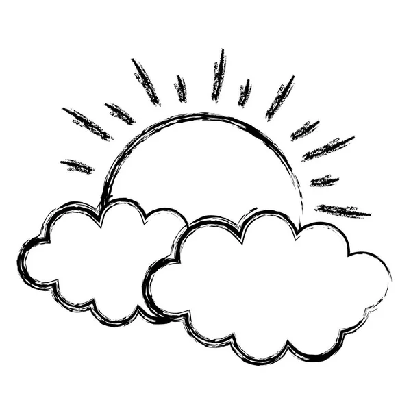 Ilustracja Wektorowa Grafika Natura Pogoda Słońce Chmury Ładny — Wektor stockowy