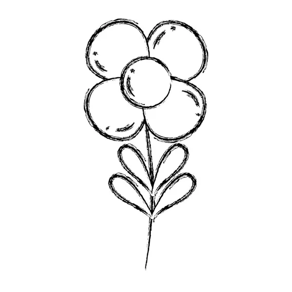 Grunge Egzotik Çiçek Stili Doğa Bitki Vektör Çizim — Stok Vektör