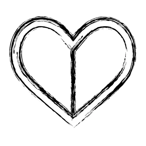Grunge Belleza Corazón Forma Amor Símbolo Vector Ilustración — Vector de stock