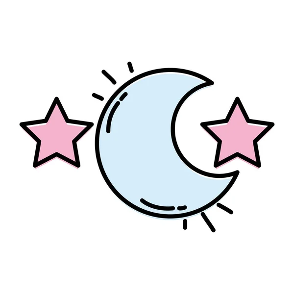 Couleur Lune Ciel Avec Étoiles Astronomie Espace Vecteur Illustration — Image vectorielle