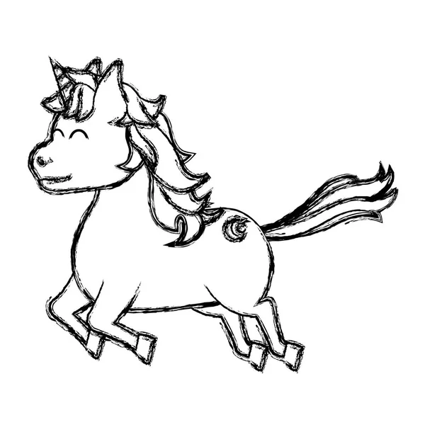 Grunge Carino Unicorno Con Freccia Stile Tatuaggio Vettoriale Illustrazione — Vettoriale Stock