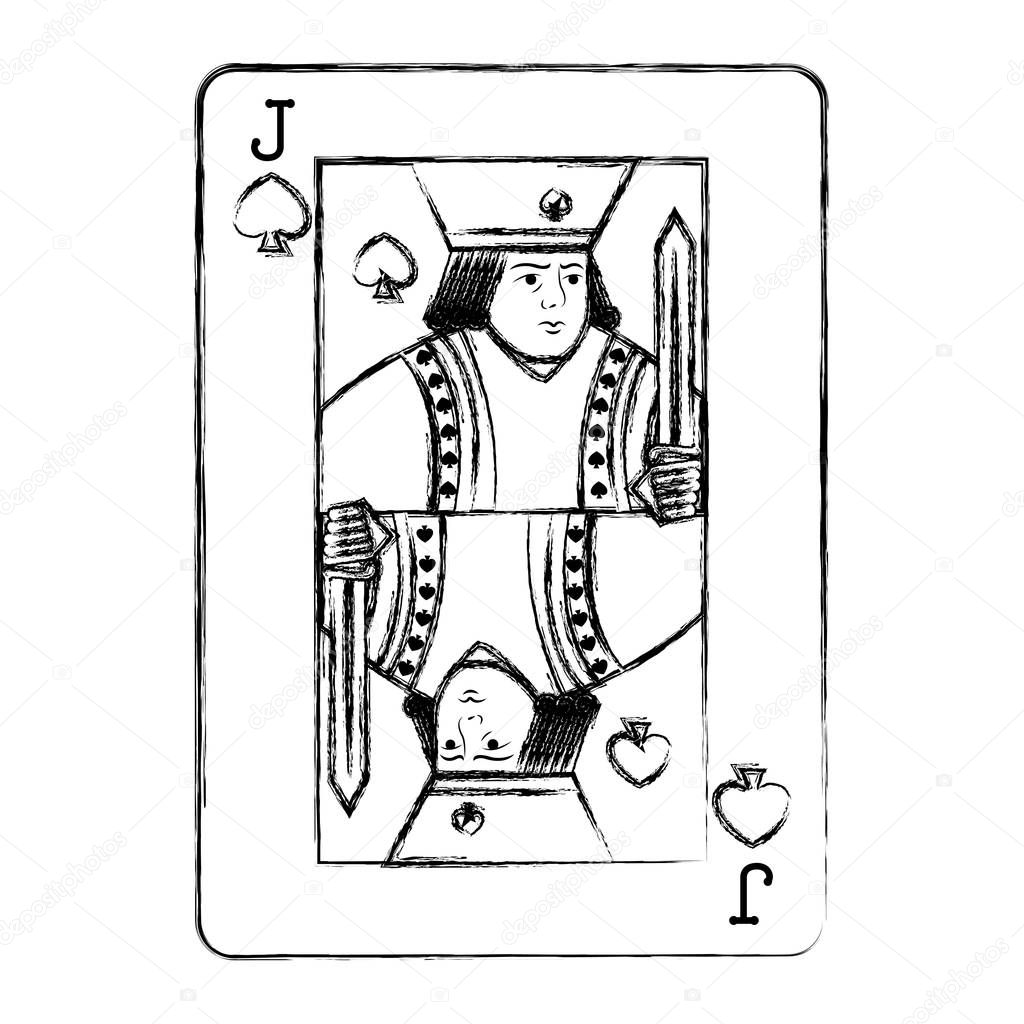 grunge jack spades casino card game vector illustration