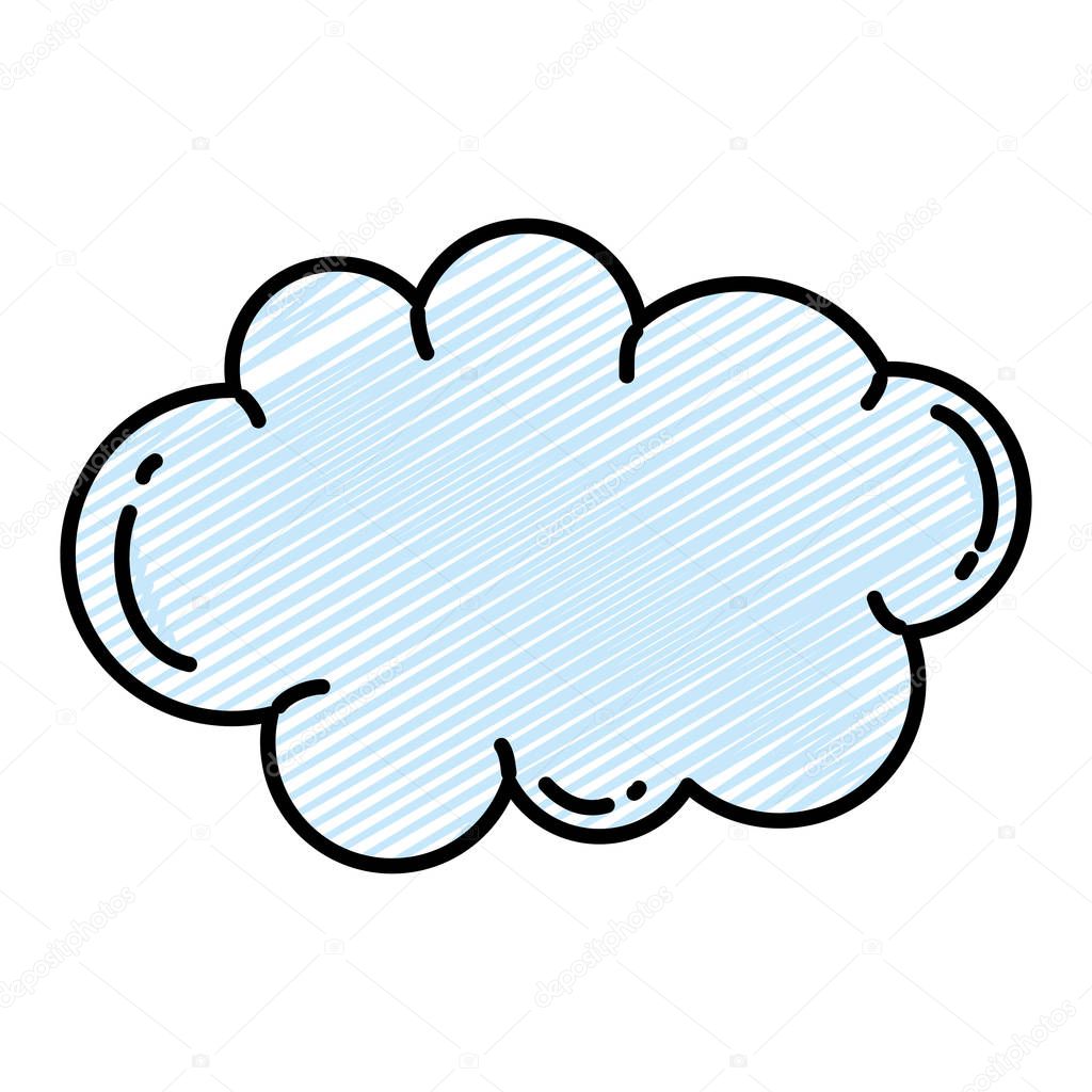 doodle nature fluffy cloud sky weather vector illustration