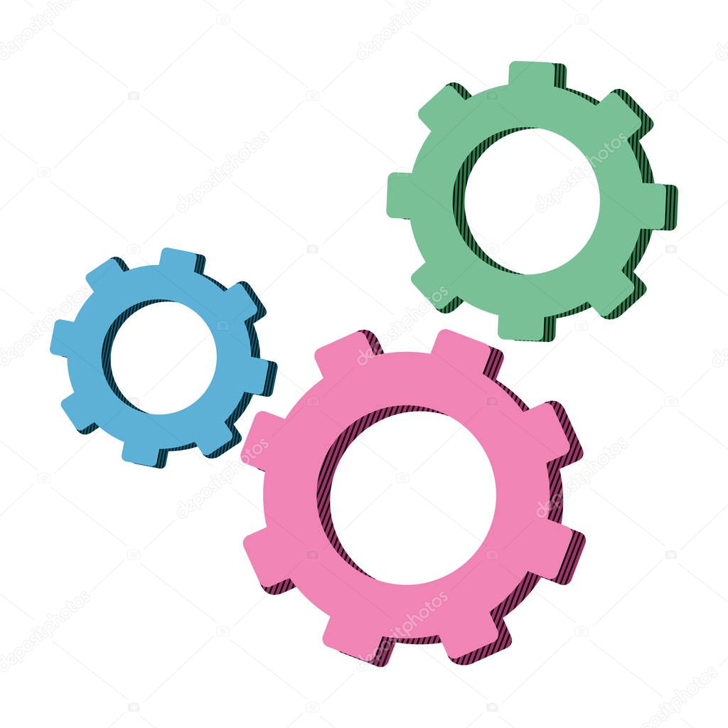 industry gears engineering technology process vector illustration