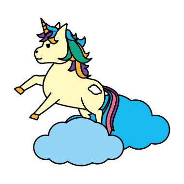 bulut vektör çizim içinde atlama saç modeli olan renk güzellik at