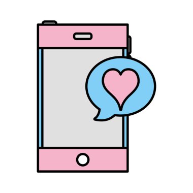 renk smartphone teknoloji ile sohbet kabarcık vektör çizim içinde kalp