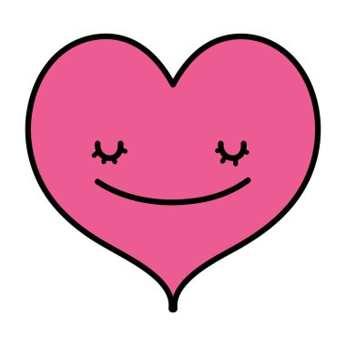renk kawaii mutlu kalp şirin aşk vektör çizim