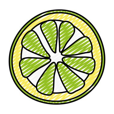 Doodle egzotik dilim limon tropikal meyve vektör çizim