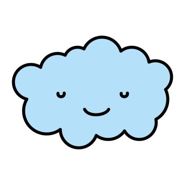 renk kawaii şirin ve mutlu bulut tüylü hava vektör çizim