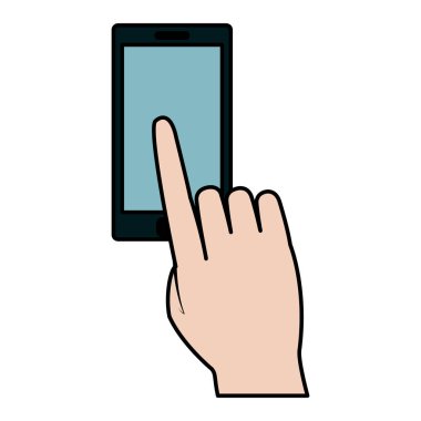 renk parmak dokunun elektronik ekran martphone teknoloji vektör çizim