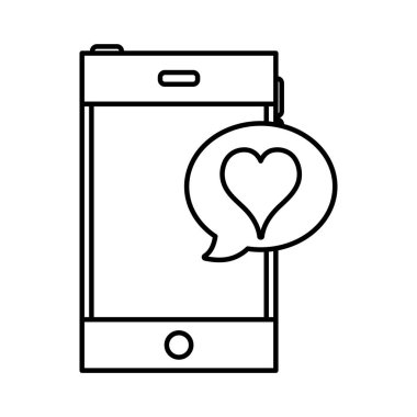 satır smartphone teknoloji ile sohbet kabarcık vektör çizim içinde kalp