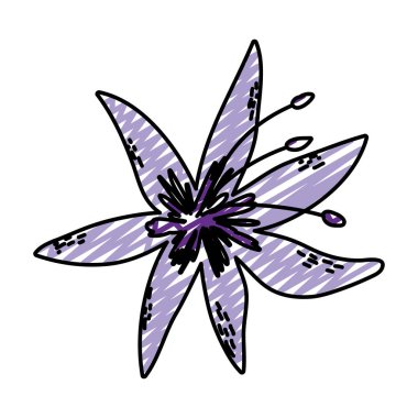 Doodle güzellik egzotik çiçek yaprakları stil vektör çizim ile