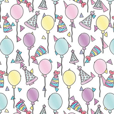 mutlu Doğum günü partisi kutlama arka plan vektör çizim doodle