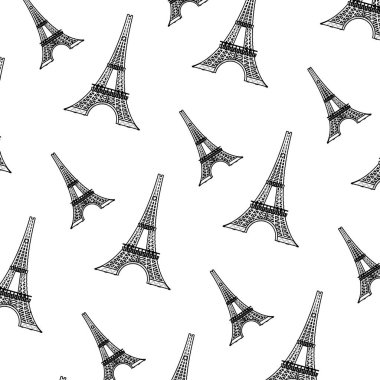 Eyfel Kulesi Paris doodle Fransa arka plan vektör çizim