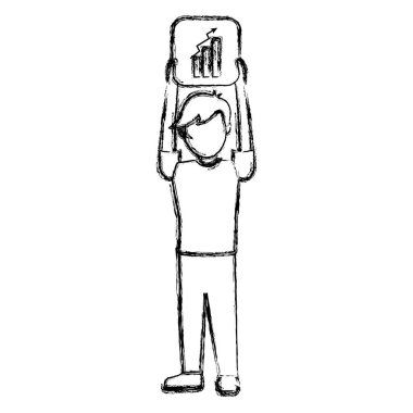 Grunge çocuk çocuk istatistikleri app vektör çizim bar ile