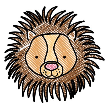 sevimli erkek aslan baş vahşi hayvan vektör çizim doodle