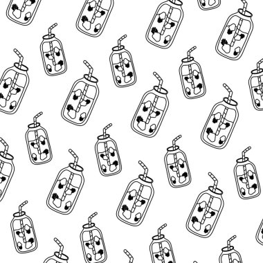 satır taze çilek güler yüzlü içecek arka plan vektör çizim