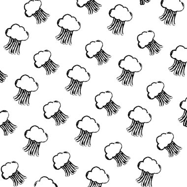 Grunge kabarık bulut ve güzel gökkuşağı arka plan vektör çizim