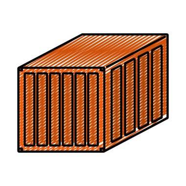 ihracat vektör çizim sevkiyat teslimat konteyner kargo doodle