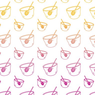 satır kase lezzetli bal ve kepçe arka plan vektör çizim ile bozulmuş