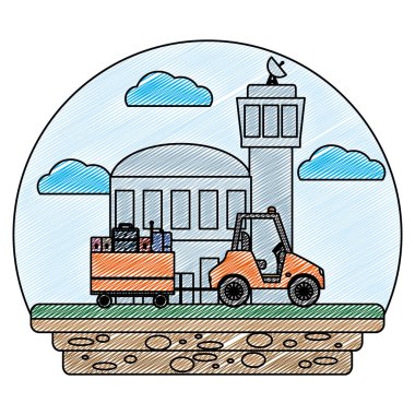 bina ve araç bagaj servisi vektör çizim çekme doodle