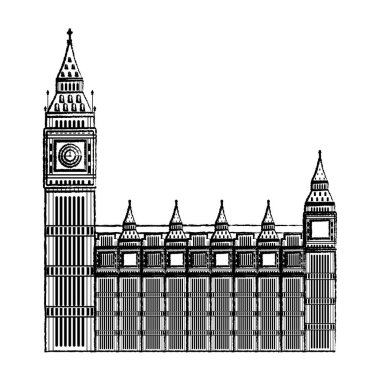 Grunge Londra saat kulesi ortaçağ mimarisi vektör çizim