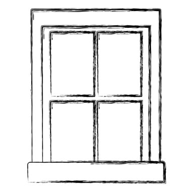 Grunge pencere ev modern mimari tasarlamak vektör