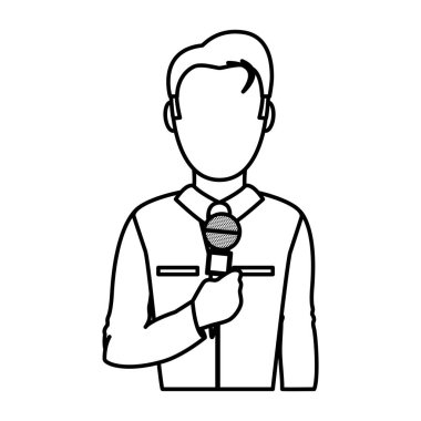 satır profesyonel gazeteci şık giysileriyle ve mikrofon vektör çizim ile