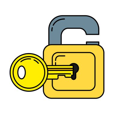 vektör çizim içinde anahtar nesne ile renk güvenlik asma kilit koruma