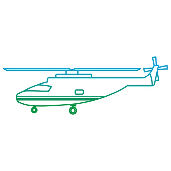 Línea Degradada Helicóptero Transporte Servicio Vehículo Tecnología Vector Ilustración — Archivo Imágenes Vectoriales