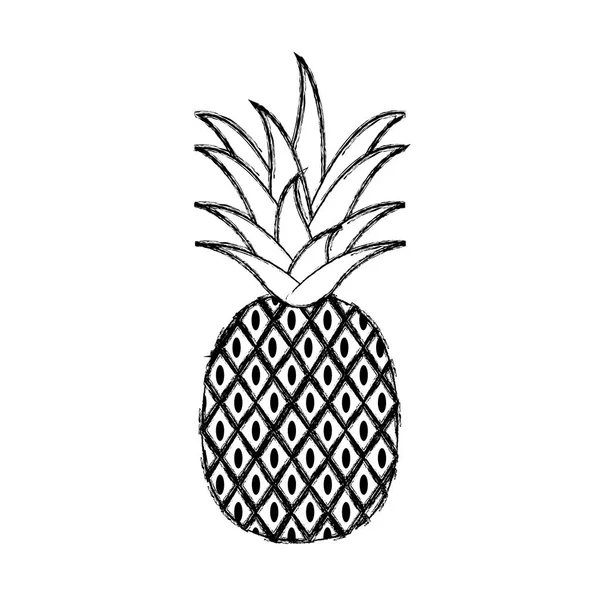 Grunge Délicieux Ananas Fruit Bio Nutrition Vecteur Illustration — Image vectorielle