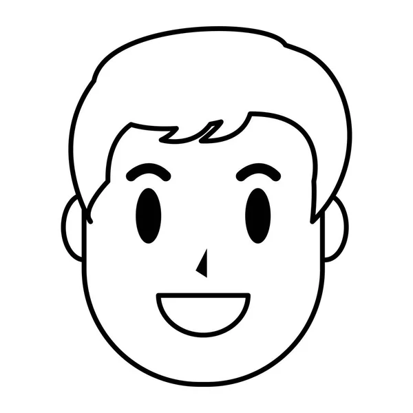 Линия Happy Man Head Hairstyle Design Wector Illustration — стоковый вектор