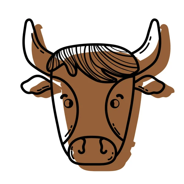 Color Cute Cow Head Farm Animal Vector Illustration — Stock Vector