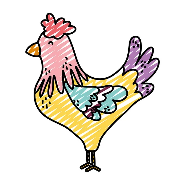 涂鸦可爱的公鸡农场动物图标向量例证 — 图库矢量图片