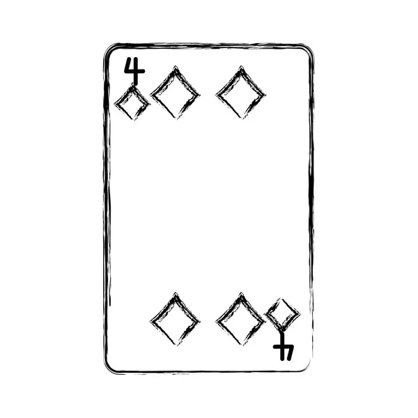 Grunge Vier Diamanten Casino Kartenspiel Vektor Illustration — Stockvektor