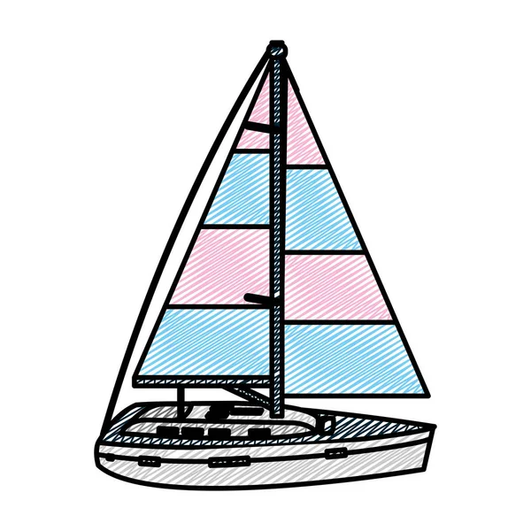 セーリング ボート スタイル トランスポート海ベクトル図を落書き — ストックベクタ