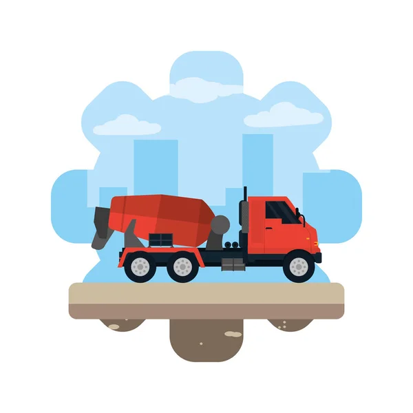 Směšovač Truck Vybavení Stavební Průmysl Vektorové Ilustrace — Stockový vektor