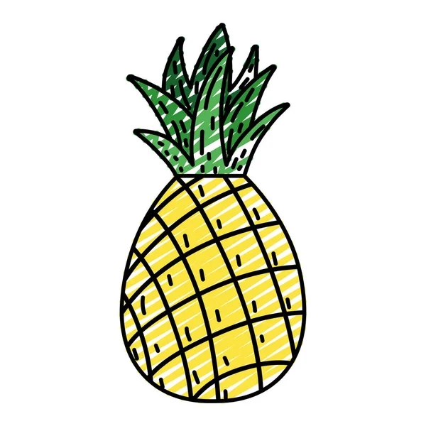 Doodle Van Heerlijke Ananas Vers Fruit Voeding Vectorillustratie — Stockvector